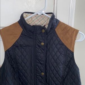 Barbour Quilted Vest with Suede Partches